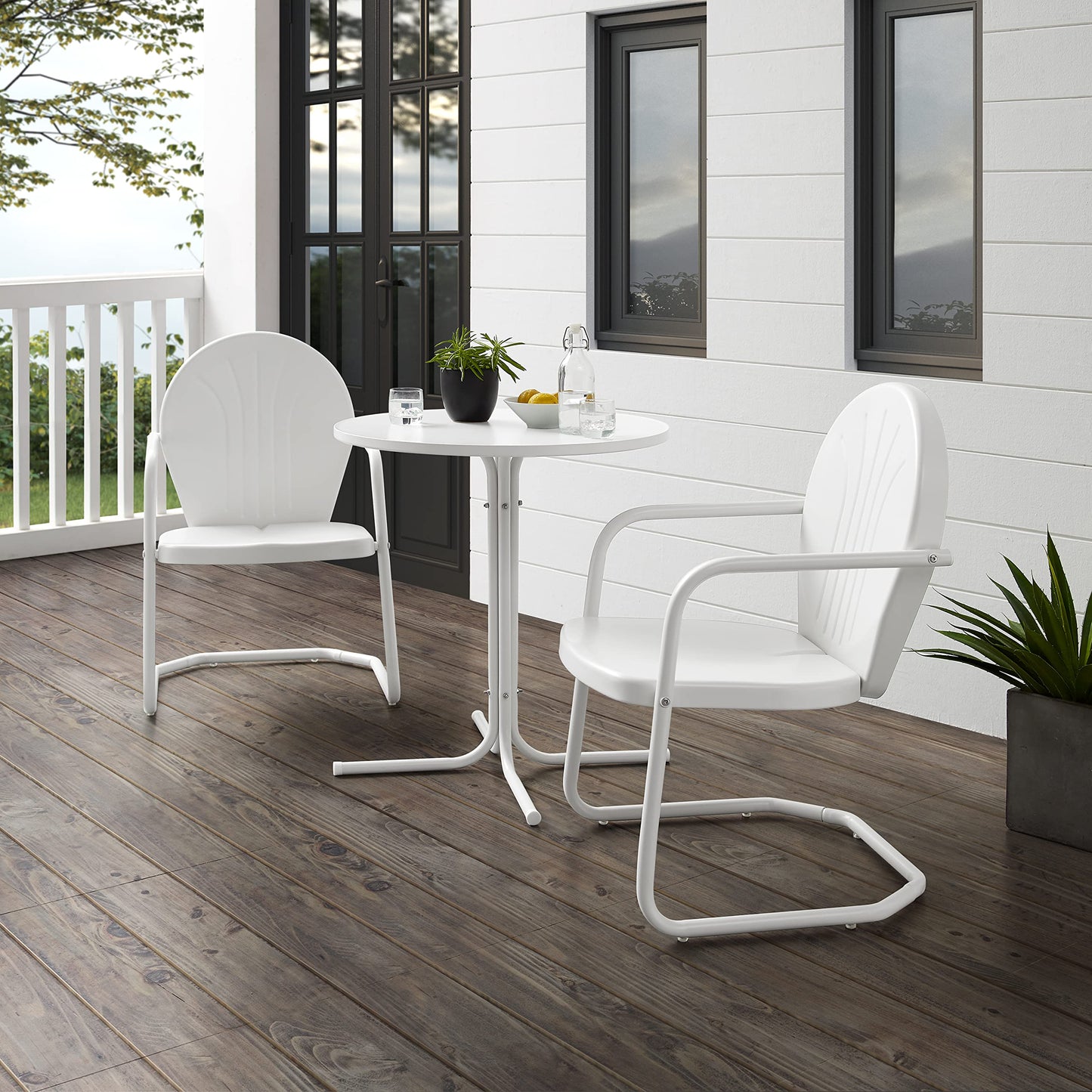 Crosley Griffith 3-Piece Retro Metal Bistro Set (Bright Red/White)