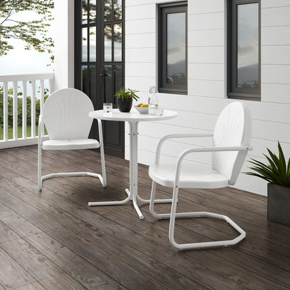 Crosley Griffith 3-Piece Retro Metal Bistro Set (Bright Red/White)