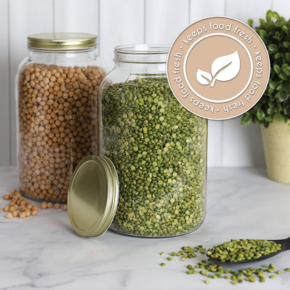 Kitchentoolz 1-Gallon Glass Mason Jars with Airtight Metal Lids (2-Pack)