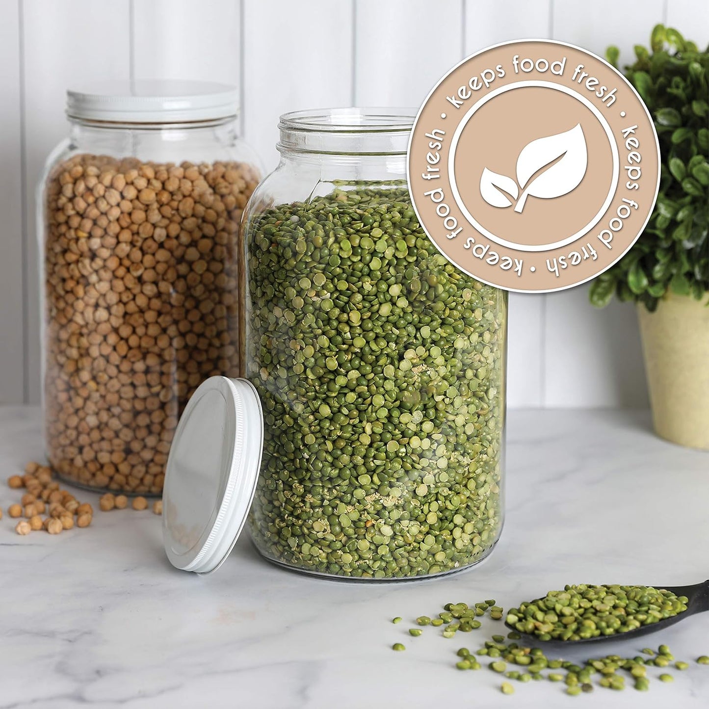 Kitchentoolz 1 Gallon Glass Mason Jar with Airtight Metal Lid