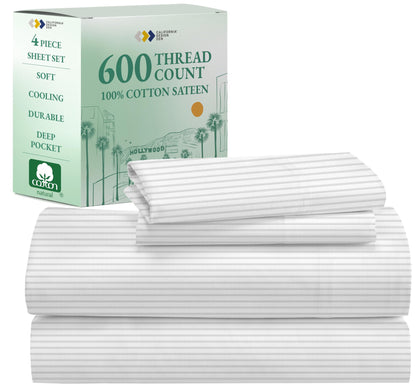 California Design Den 600‑Thread Cotton Sheets | TRUE Shift 4‑Pc Cal King Set