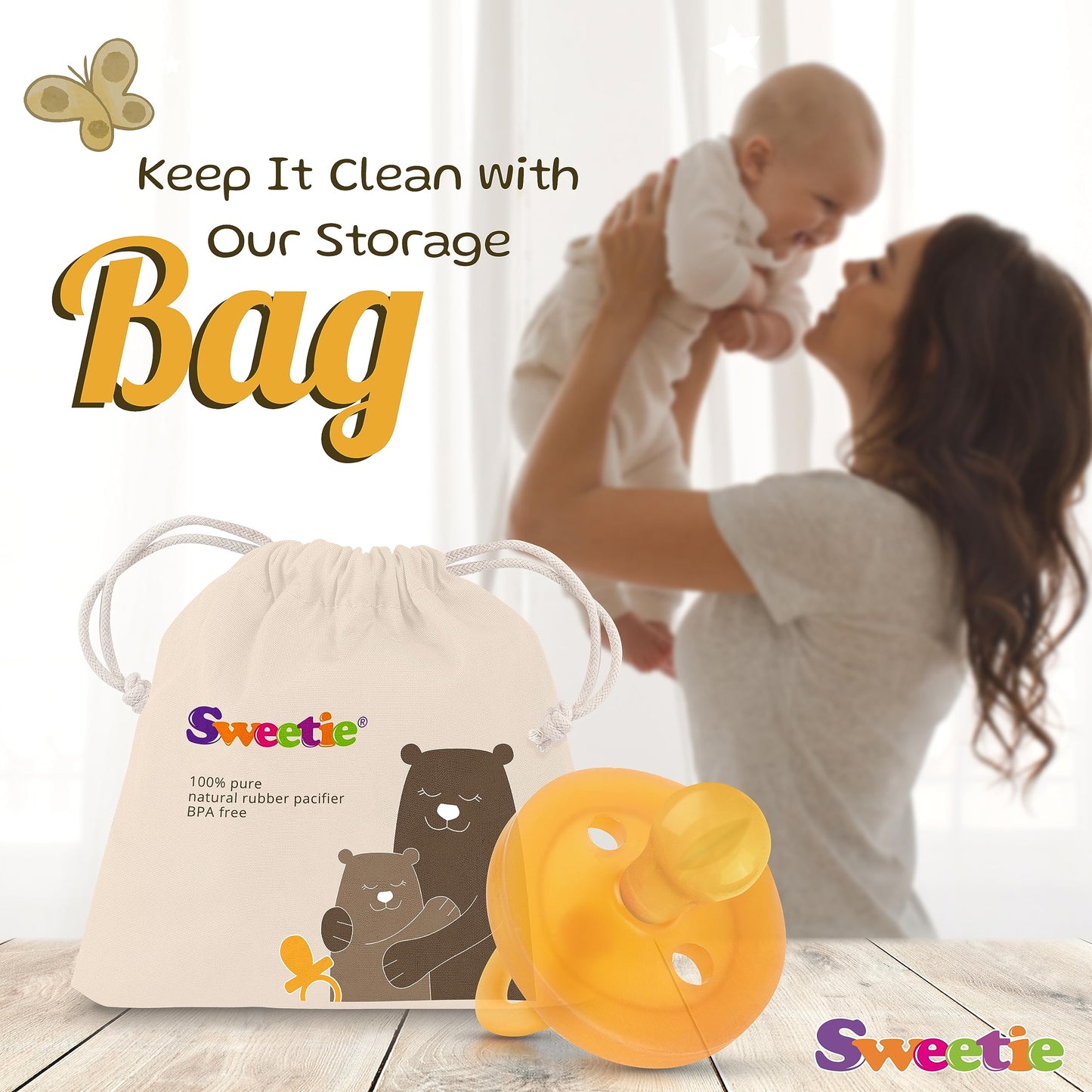 SWEETIE Natural Rubber Pacifier: 100% Pure Rounded Soother