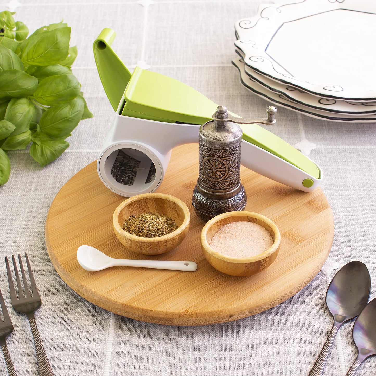 TB Home Acacia Wood Lazy Susan Kitchen Turntable Organizer