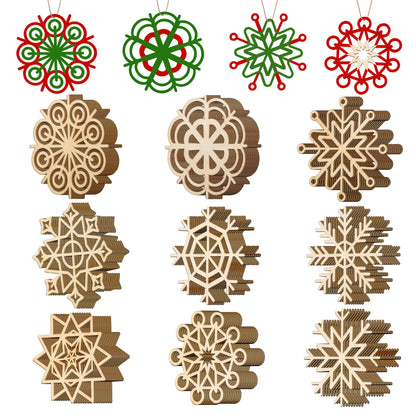 36 Pcs Natural Wood Snowflake Ornaments: Non-Toxic, Child Safe DIY Embellishments for Christmas