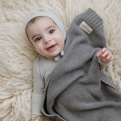 Bleu La La Heritage Knit Blanket: 100% Organic Cotton Luxury