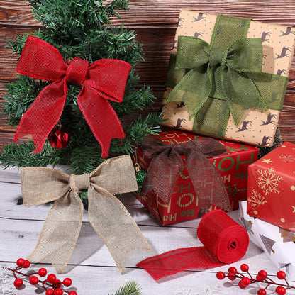 Extended 12-Yard Burlap Ribbon: Natural Wired Edge for Permanent, Handmade Bows & Garlands