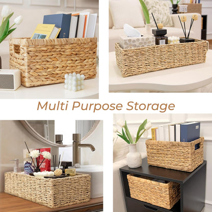 Artisan Handwoven 100% Natural Water Hyacinth Storage Baskets (Set of 2)