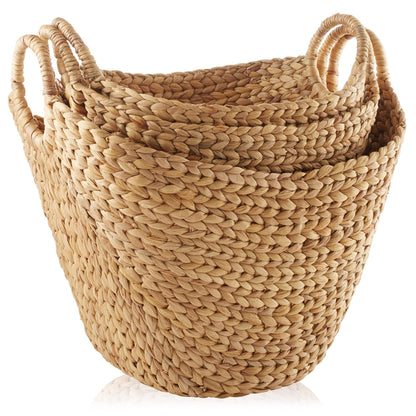 Casafield Set of 3 Sustainable Woven Water Hyacinth Boat Baskets