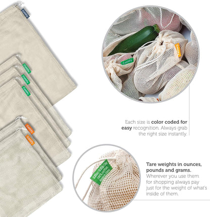 4-Pack Organic Cotton XL Mesh Reusable Produce Bags