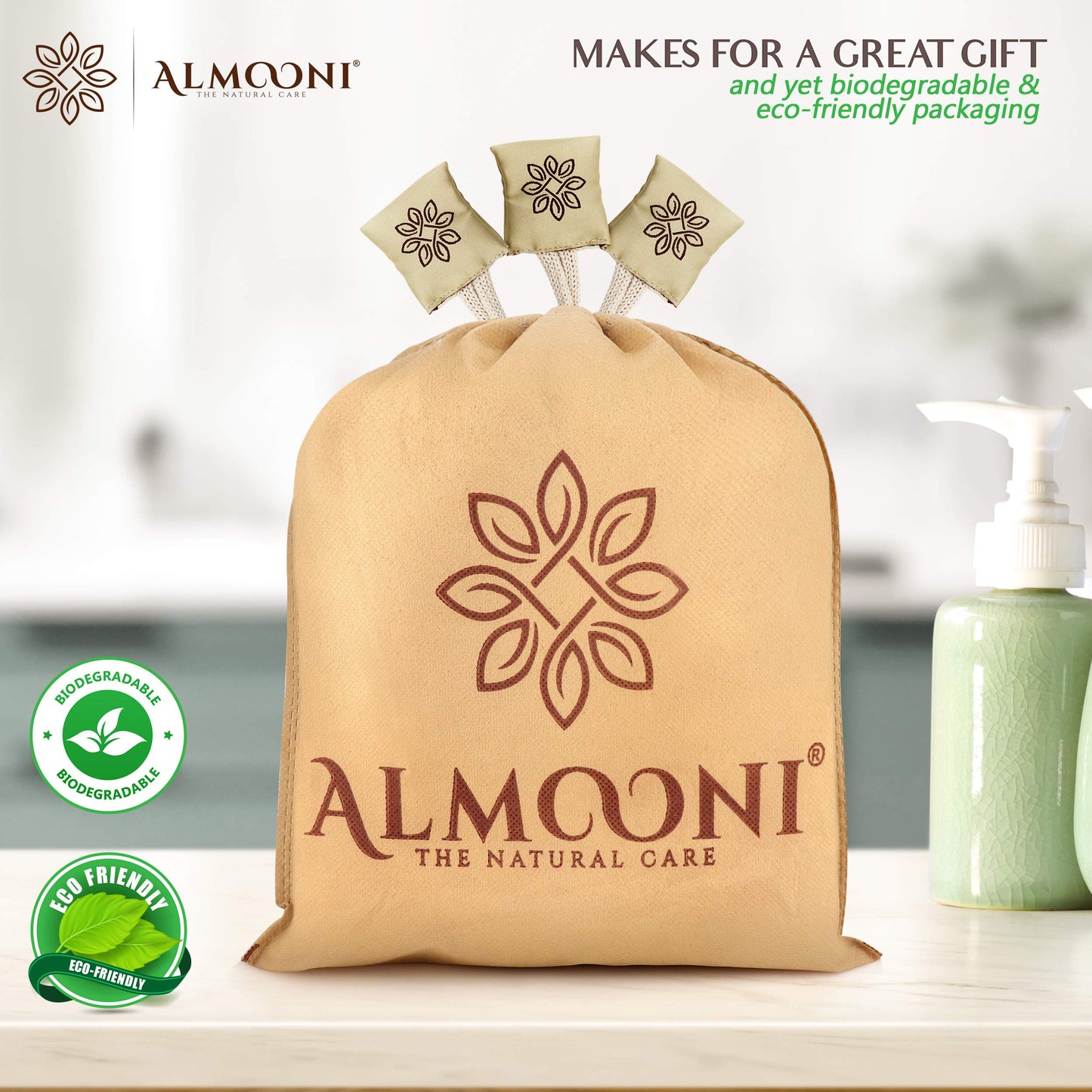 Almooni Natural Egyptian Loofah Exfoliating Body Scrubber (3-Pack)