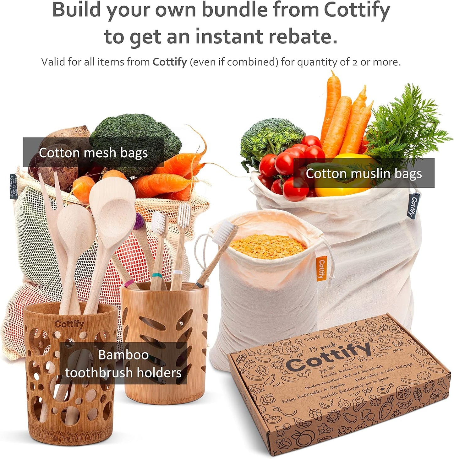 4-Pack Organic Cotton XL Mesh Reusable Produce Bags