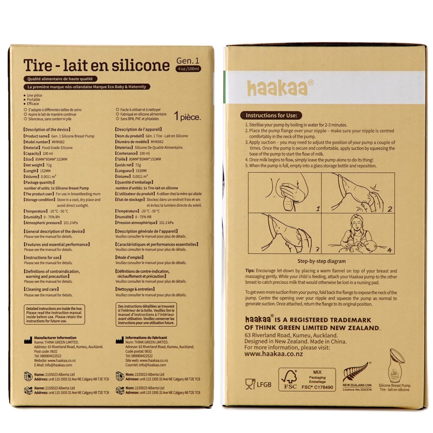 Haakaa 4oz/100ml One-Piece Food-Grade Silicone Breast Pump