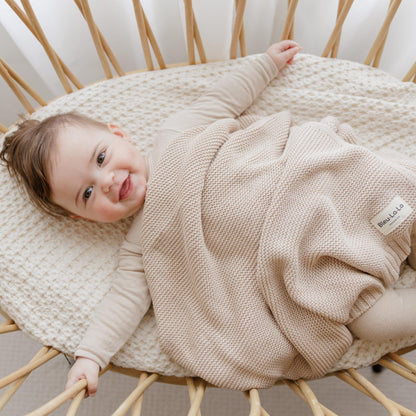 Bleu La La Heritage Knit Blanket: 100% Organic Cotton Luxury