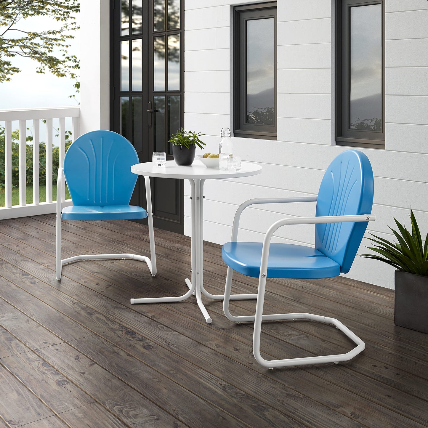 Crosley Griffith 3-Piece Retro Metal Bistro Set (Bright Red/White)