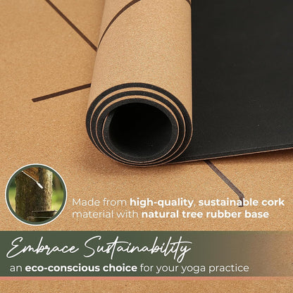 Y O Gayo Premium Yoga Cork Mat: Natural Tree Rubber Base