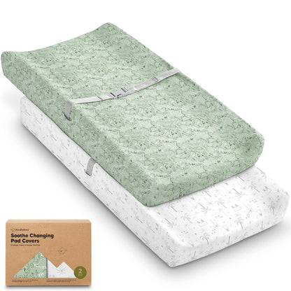 Soothe 100% GOTS-Certified Organic Cotton Changing Pad Covers (2-Pack)