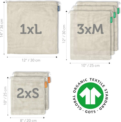 4-Pack Organic Cotton XL Mesh Reusable Produce Bags