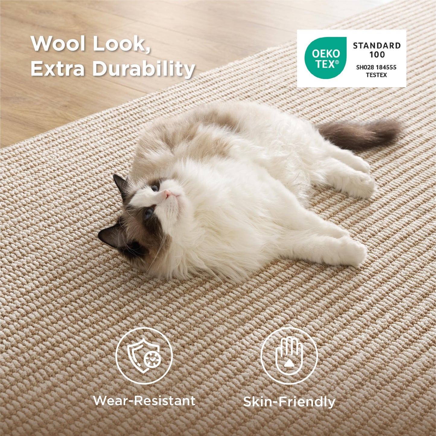 Bedsure OEKO-TEX Certified Machine Washable Faux Wool Area Rug