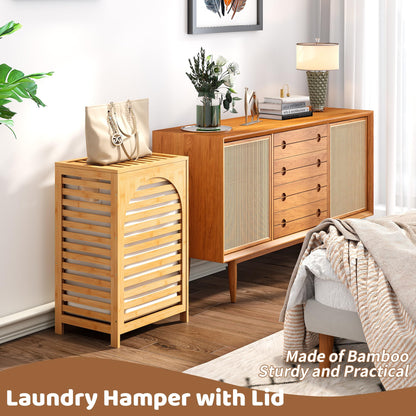 FILWH 85L Sustainable Bamboo Laundry Hamper with Flip Lid