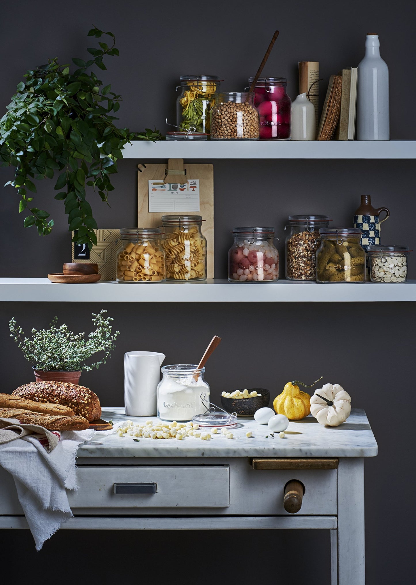 Luigi Bormioli Lock-Eat Handy Jar 67.75 Ounce (2 Liters) - Pack of 2