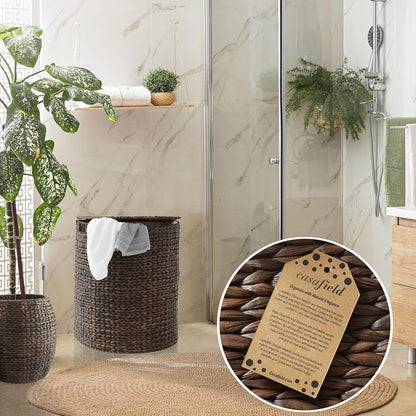 Casafield Handwoven Sustainable Water Hyacinth Half Moon Laundry Hamper