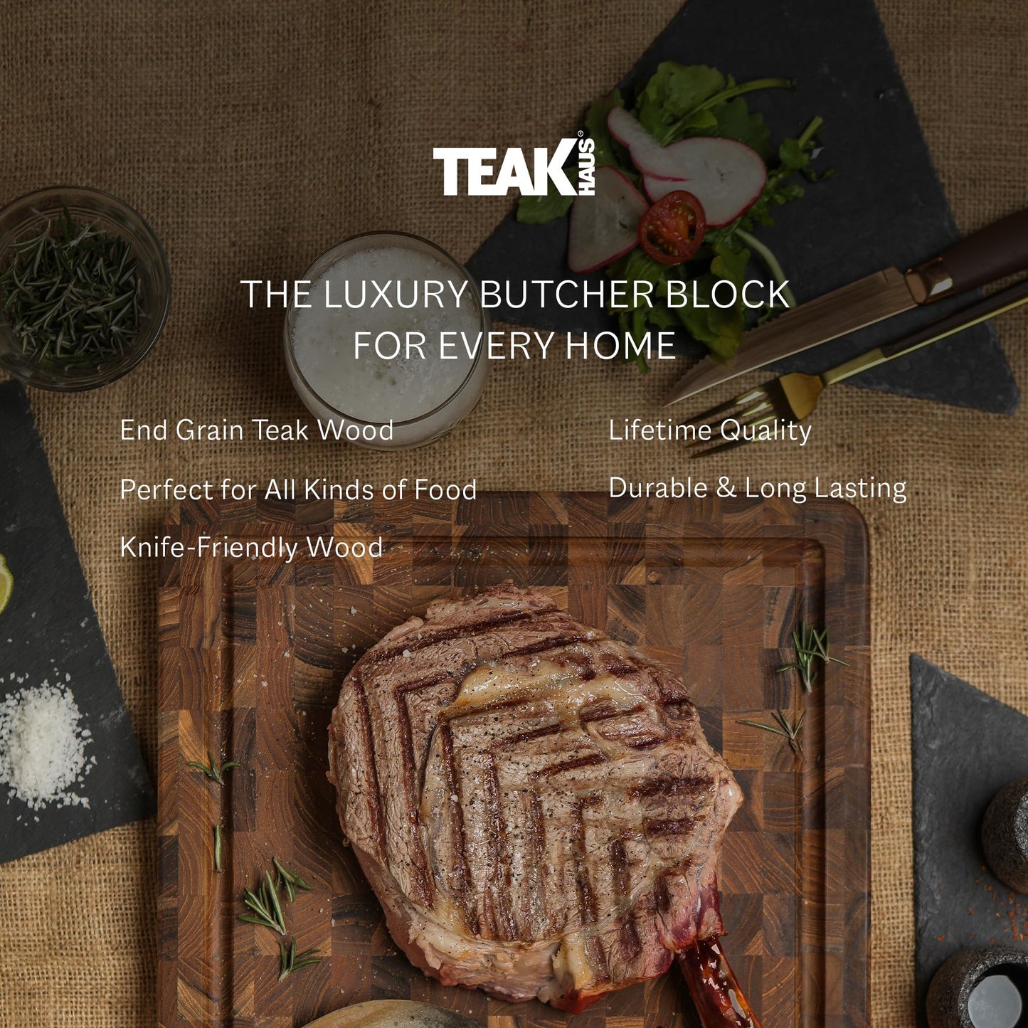 Teakhaus Butcher Block - Extra Large End-Grain Teak Cutting Board