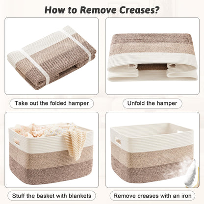 Artfeel 65L Rectangle Woven Natural Cotton Rope Storage Basket