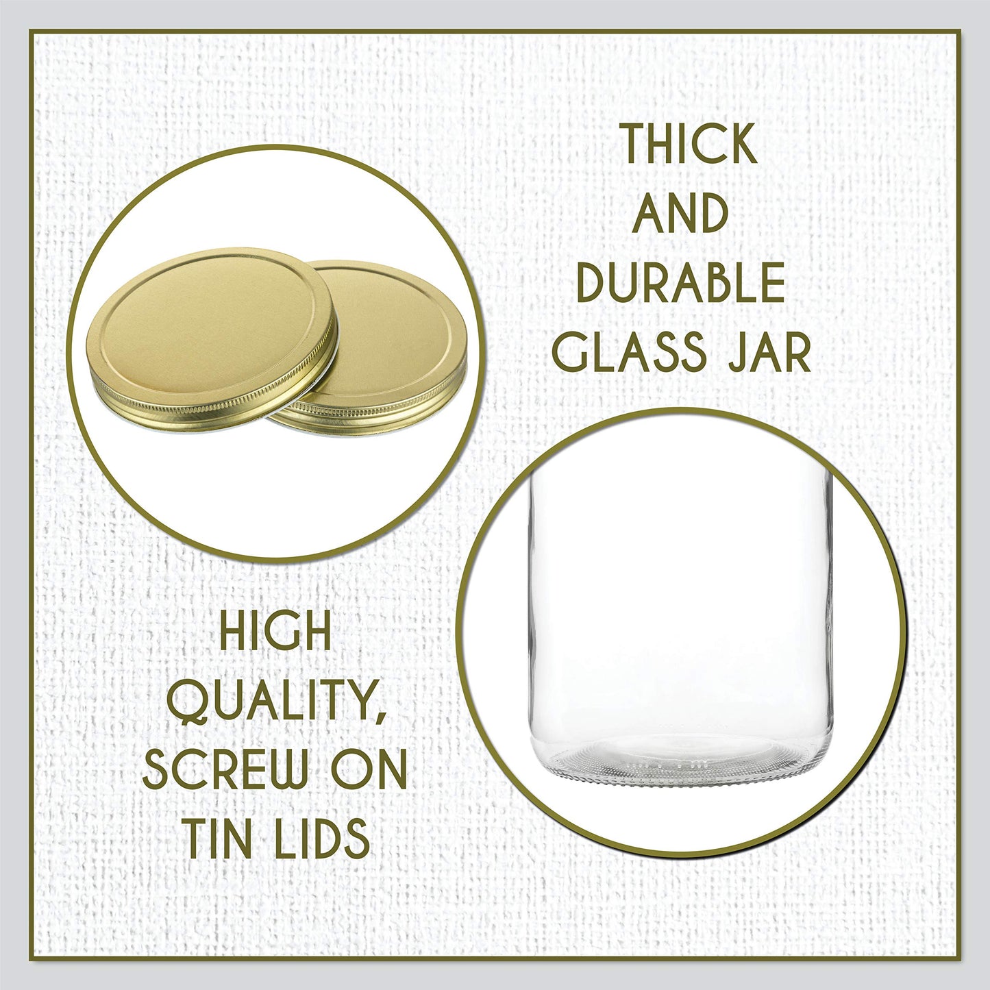 Kitchentoolz 1-Gallon Glass Mason Jars with Airtight Metal Lids (2-Pack)