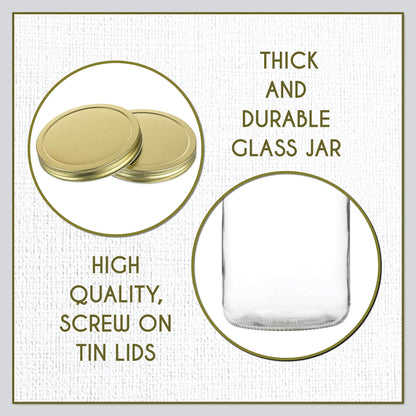 Kitchentoolz 1-Gallon Glass Mason Jars with Airtight Metal Lids (2-Pack)