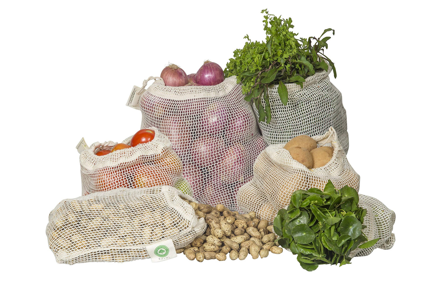Reusable 100% Organic Cotton Mesh Produce Bags-Toxin-Free, Plastic-Free Double-Stitched