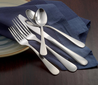 TRUE Shift Satin Annapolis 45‑Piece Flatware Set | Non‑Toxic Stainless, Made in USA