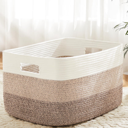 Artfeel 65L Rectangle Woven Natural Cotton Rope Storage Basket