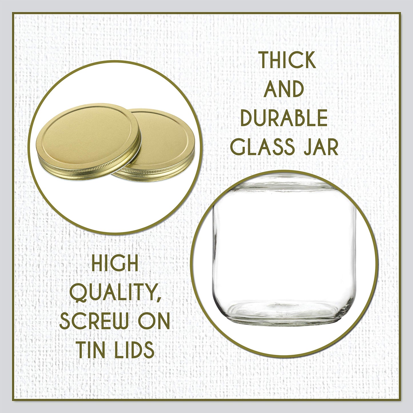 Kitchentoolz 64 oz Glass Mason Jars with Airtight Metal Lids (6 Pack)