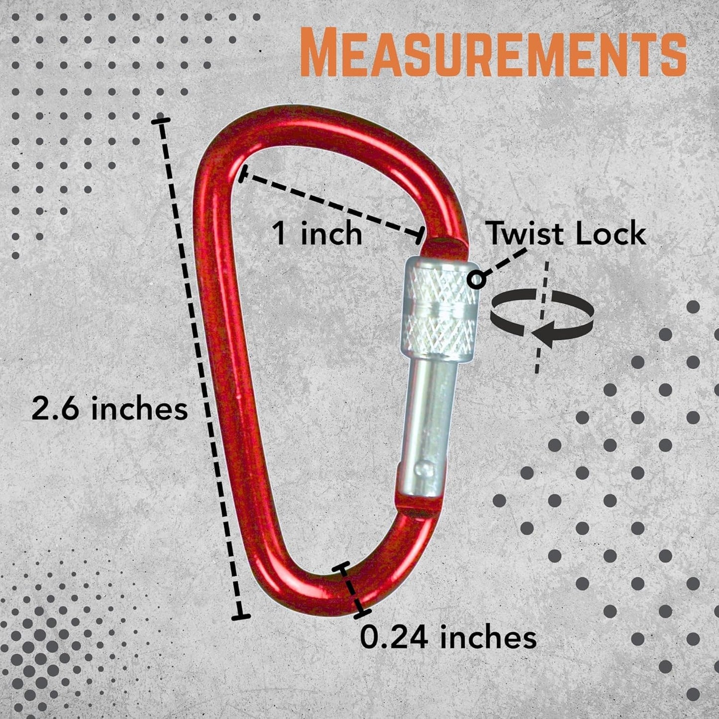 Harrier Hardware Locking Carabiners: 12-Pack Aluminum Set