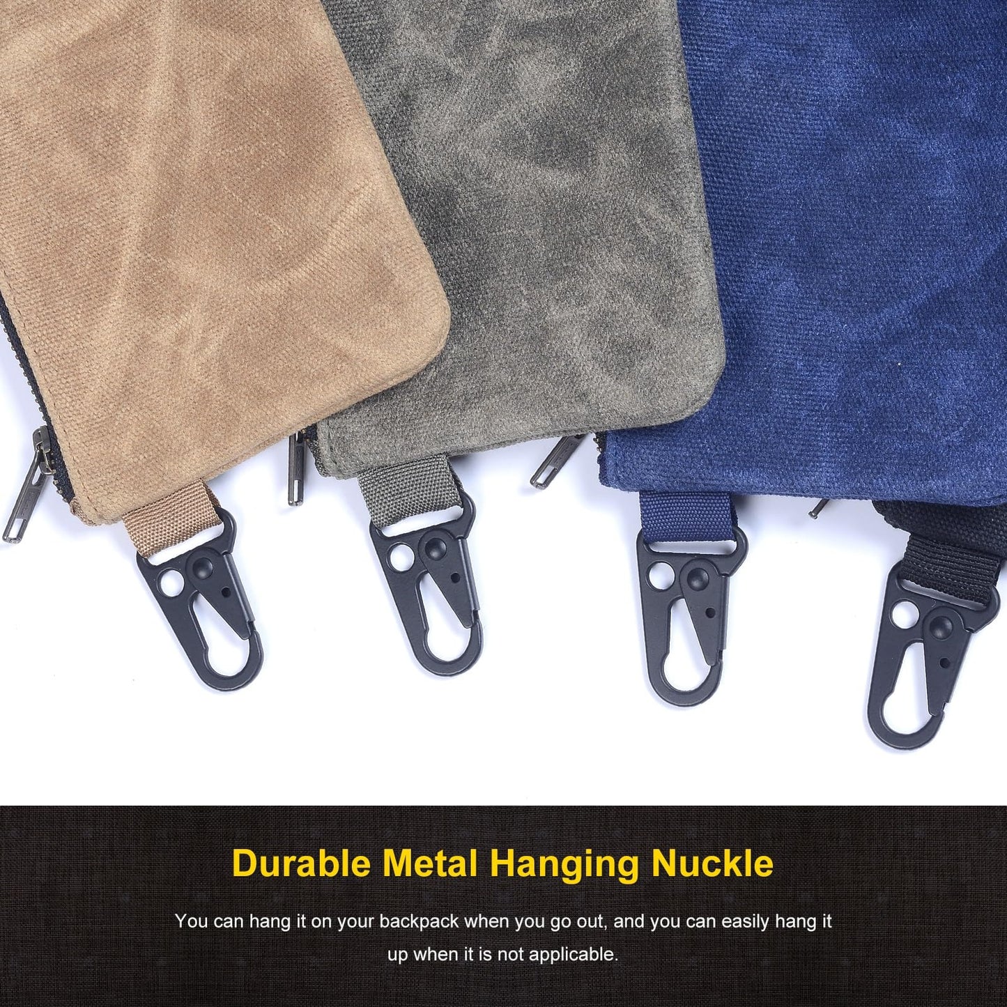 Waxed Canvas Heavy-Duty Zippered Utility Pouches (4-Pack)