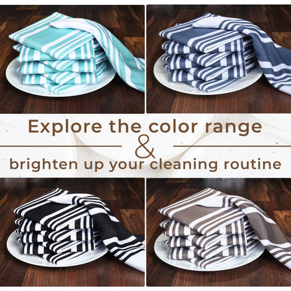 Urban Villa Cotton Kitchen Towels | TRUE Shift Eco Towels (20″×30″, Striped, Mitered)