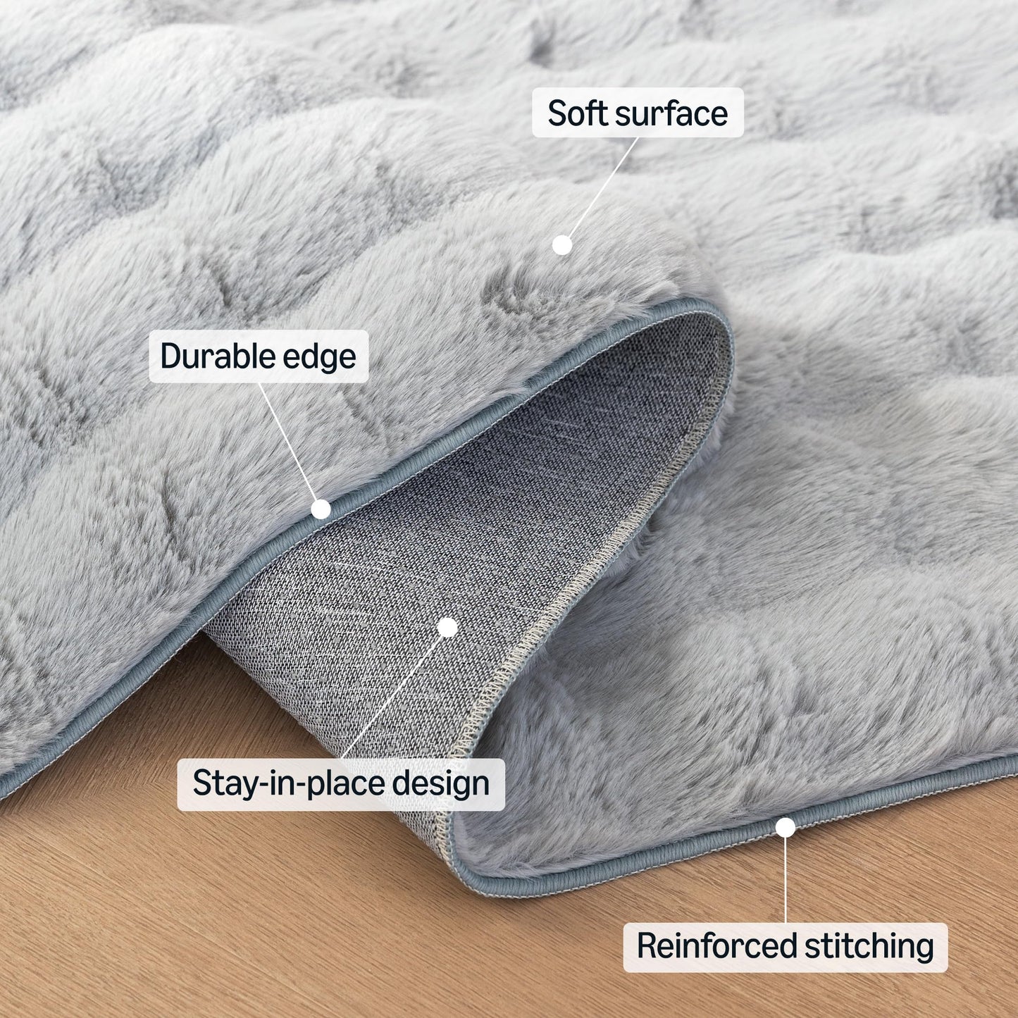 Amazon Basics MADE IN GREEN OEKO-TEX 3D Bubble Washable Rug