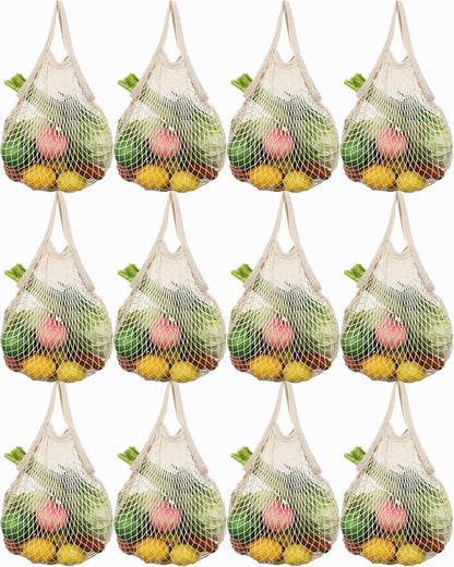 Eccliy 12-Piece Reusable Cotton Mesh Grocery and Produce Bags