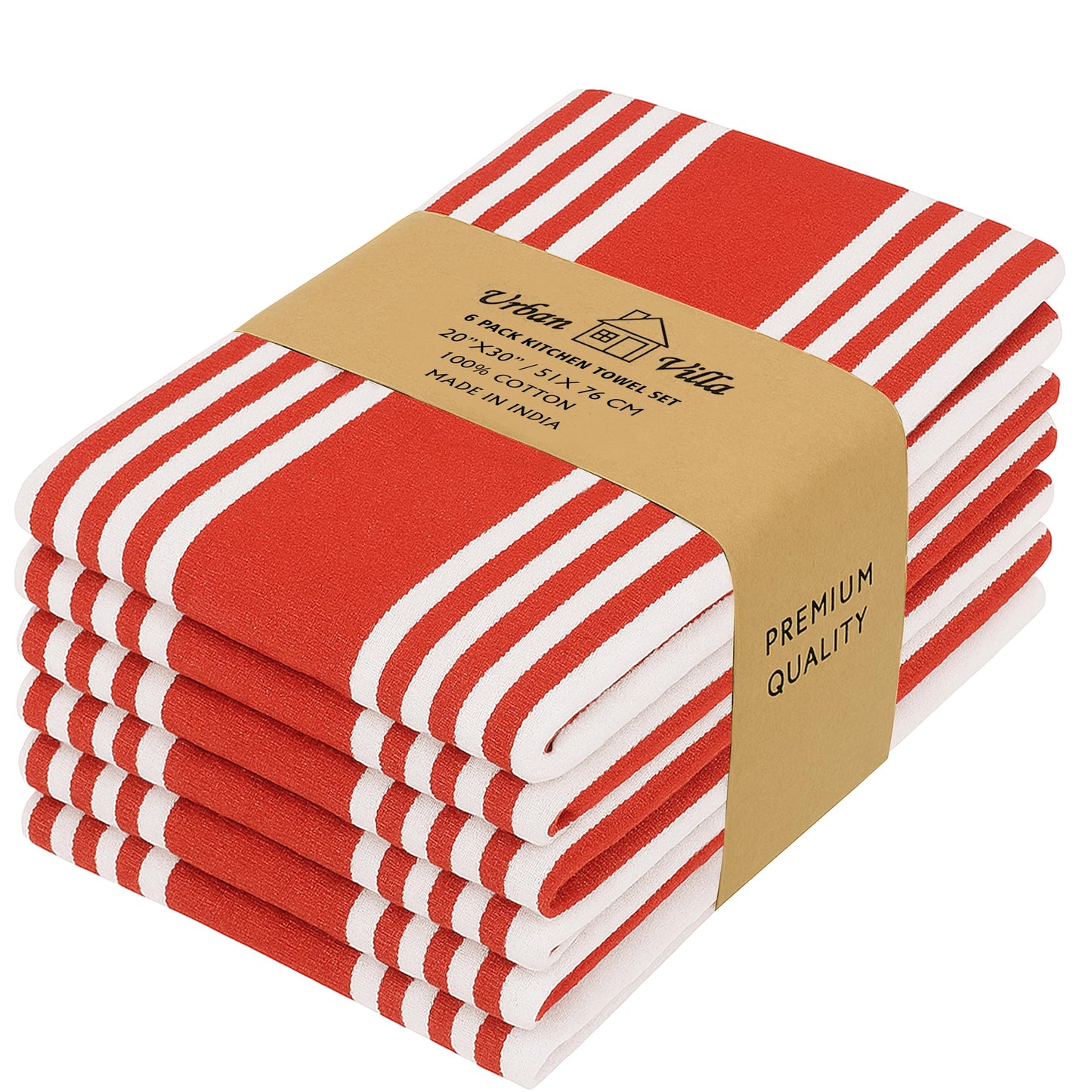 Urban Villa Cotton Kitchen Towels | TRUE Shift Eco Towels (20″×30″, Striped, Mitered)