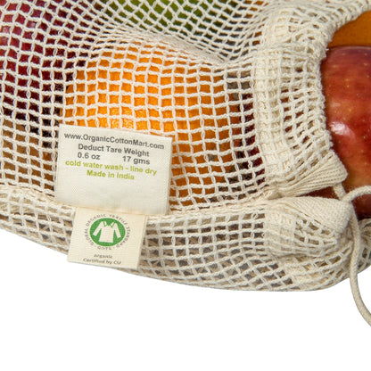 Reusable 100% Organic Cotton Mesh Produce Bags-Toxin-Free, Plastic-Free Double-Stitched