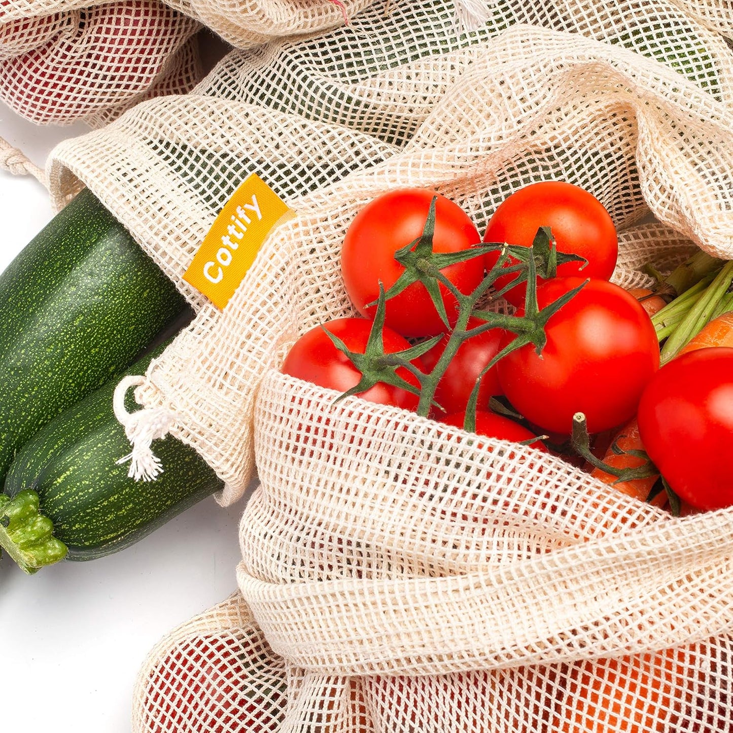 4-Pack Organic Cotton XL Mesh Reusable Produce Bags