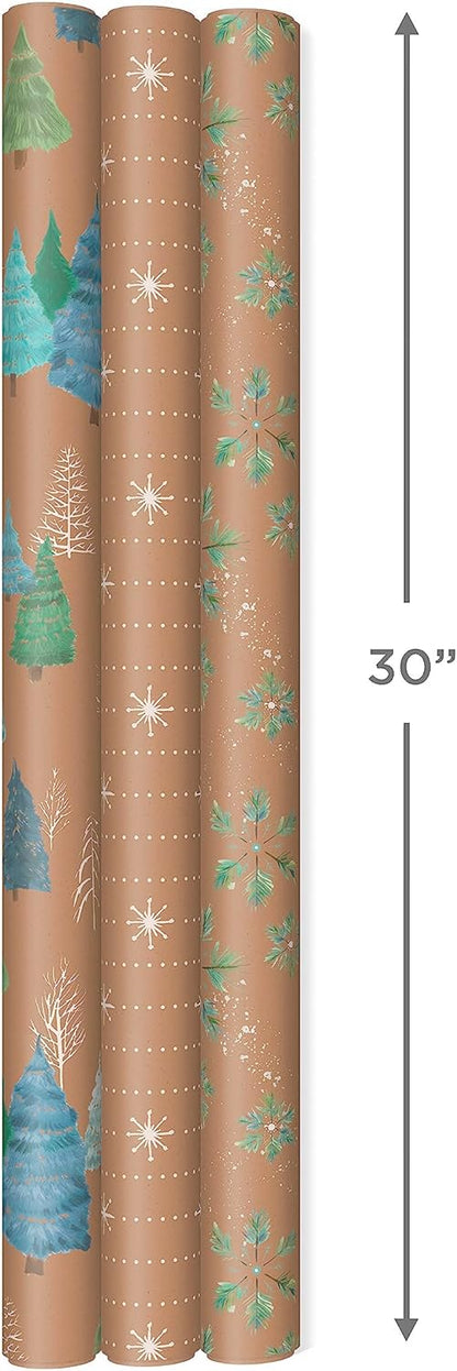 Recyclable Christmas: Hallmark Kraft Paper Rolls with Grid Lines for Easy, Eco-Conscious Wrapping