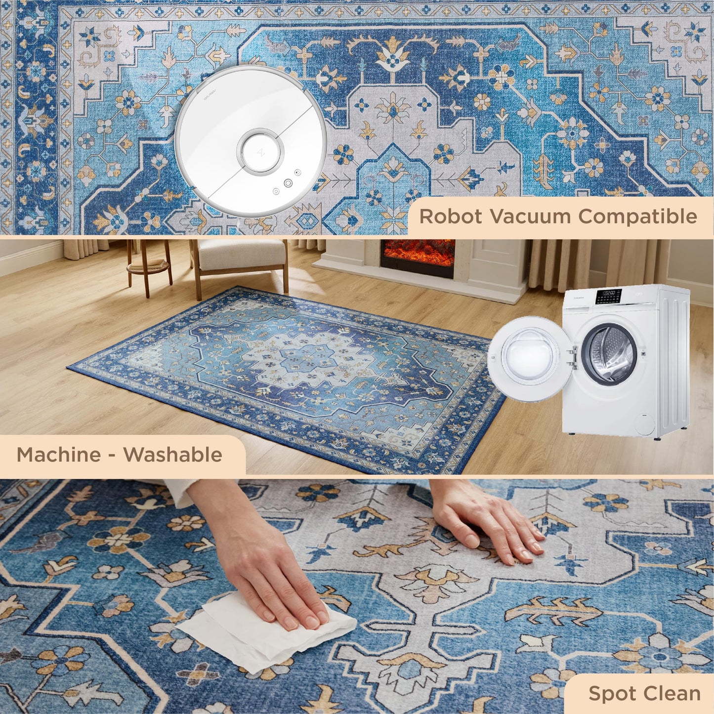 Bedsure OEKO-TEX Certified Machine Washable Faux Wool Area Rug