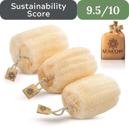 Almooni Natural Egyptian Loofah Exfoliating Body Scrubber (3-Pack)