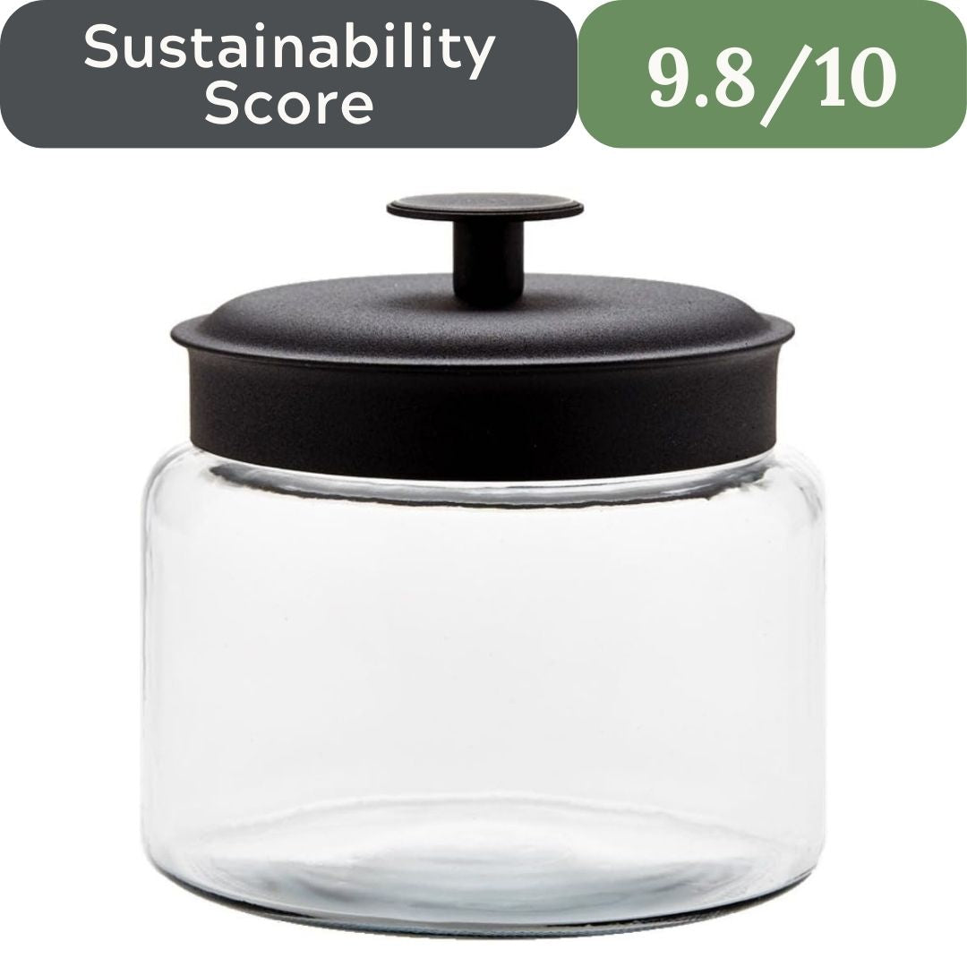 Anchor Hocking Glass Montana Jar with Black Metal Lid (48oz)