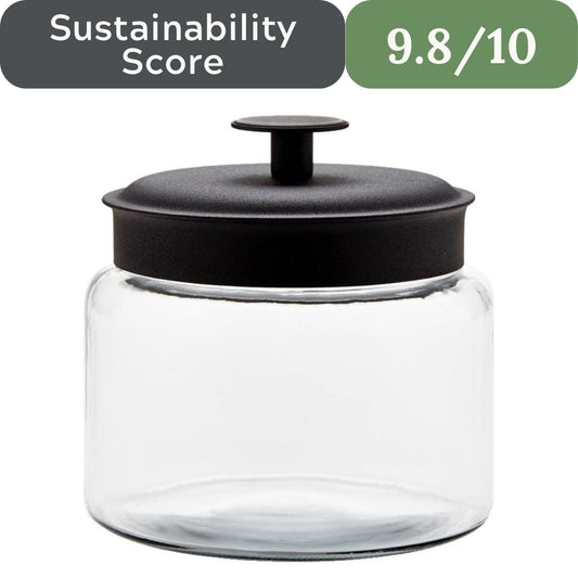 Anchor Hocking Glass Montana Jar with Black Metal Lid (48oz)