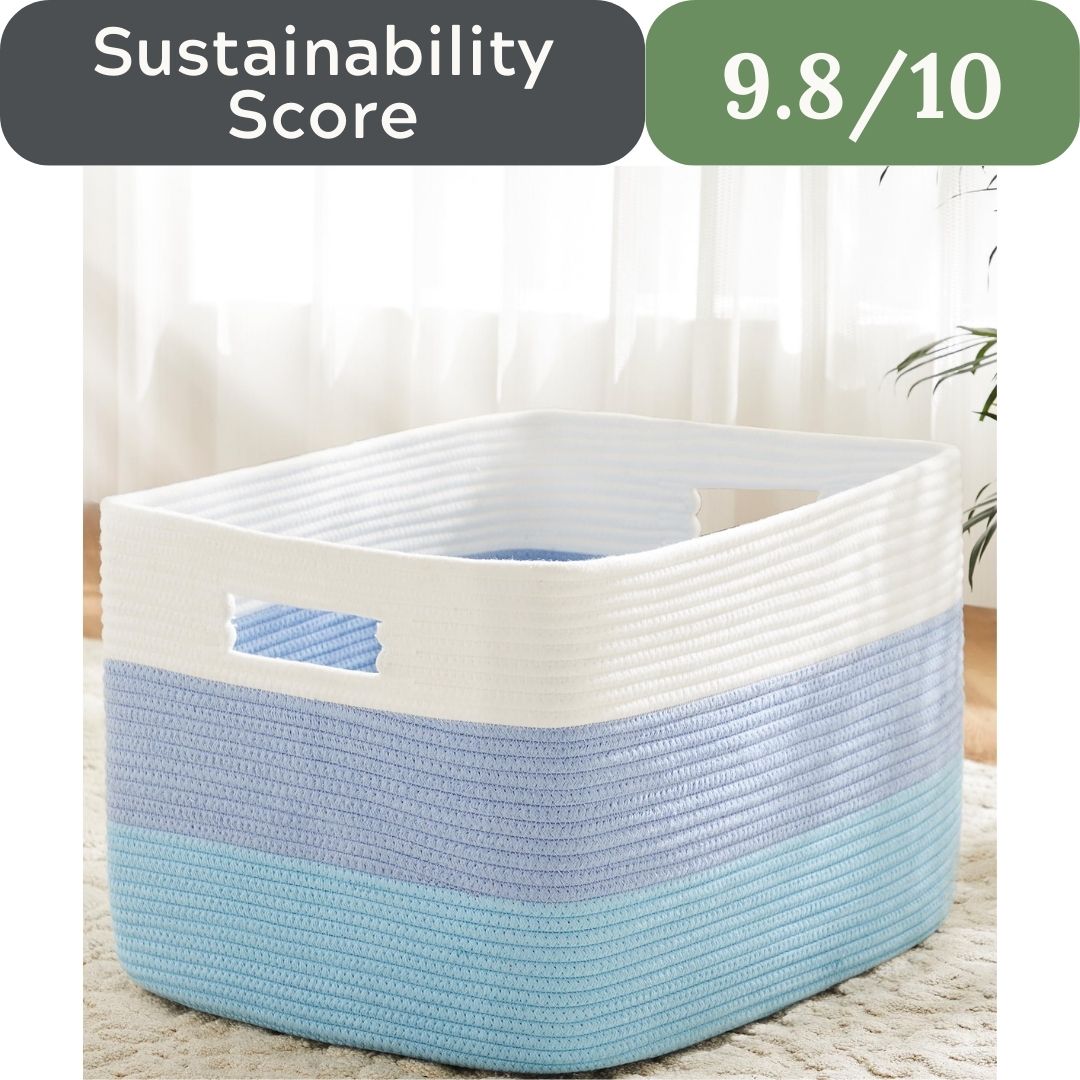 Artfeel 65L Rectangle Woven Natural Cotton Rope Storage Basket