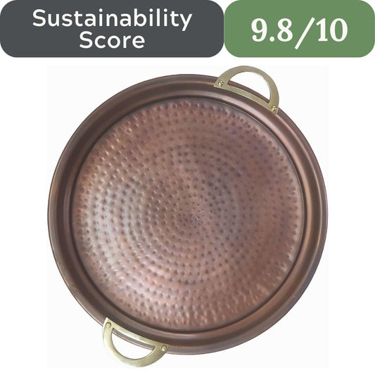 Aruma Traditional Hammered Copper Serving Tray: 14-Inch Handmade