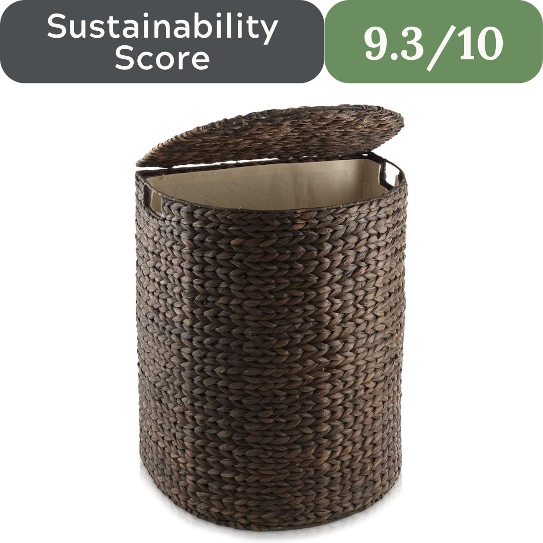 Casafield Handwoven Sustainable Water Hyacinth Half Moon Laundry Hamper