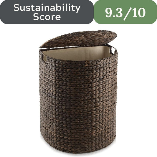 Casafield Handwoven Sustainable Water Hyacinth Half Moon Laundry Hamper